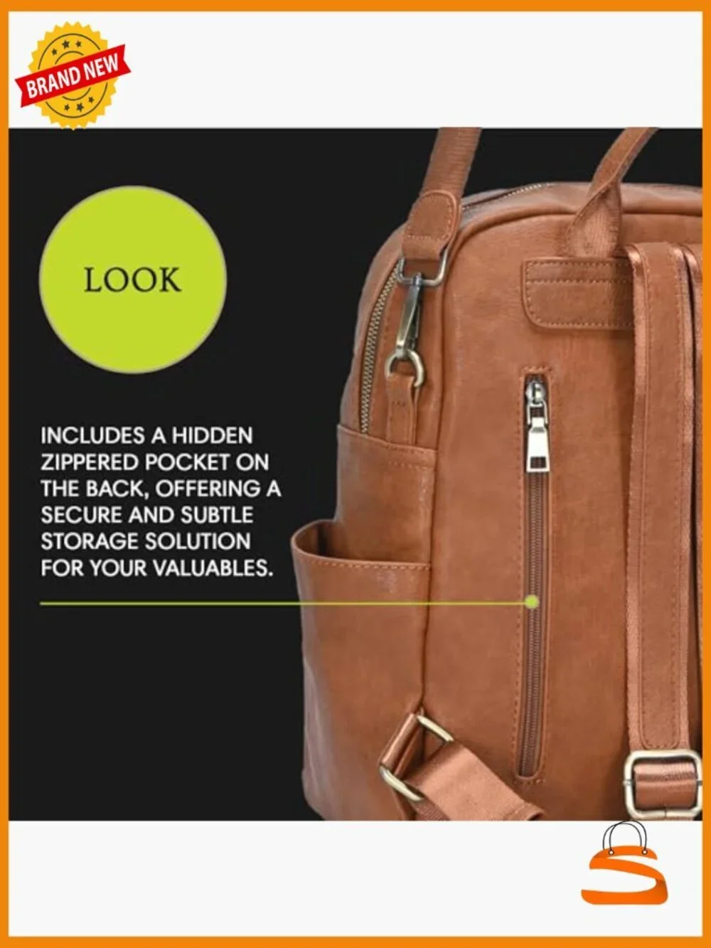 Vegan Leather Backpack Purse Convertible Shoulder Bag Multiple Pockets